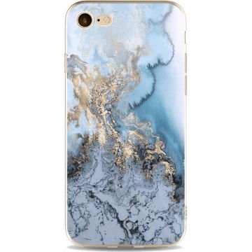 Siliconen TPU Marmer telefoonhoesje iPhone 8 Plus -Blauw