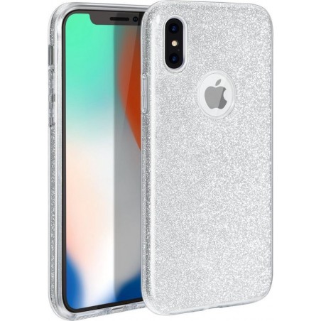 iPhone XS max Hoesje Glitters Siliconen TPU Case Zilver - BlingBling Cover
