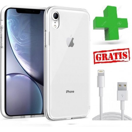 Iphone XR Hoesje + GRATIS Lightning USB kabel. Anti-shock ultra dunne Transparant TPU Case