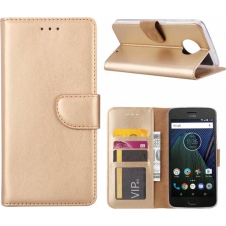 Motorola Moto G6 Plus Hoesje boektype case / geschikt voor 3 pasjes Champagne Goud