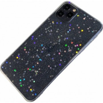 Apple iPhone Xs Max - Glitter zacht hoesje Lynn transparant ster