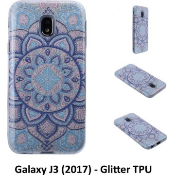 Uniek motief Glitter flower TPU Achterkant voor Samsung Galaxy J3 (2017) (J330F)