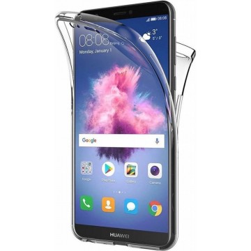 Huawei P Smart+ (Plus) Dual TPU Case hoesje 360° Cover 2 in 1 Case ( Voor en Achter) Transparant