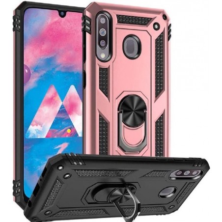 Motorola Moto G8 Power Hoesje - Anti-Shock Hybrid Ring Armor rose goud