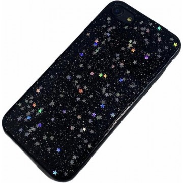 Apple iPhone 7 / 8 / SE - Glitter zacht hoesje Lynn zwart ster