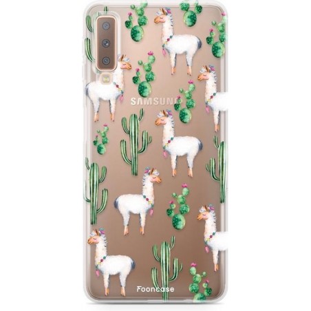 FOONCASE Samsung Galaxy A7 2018 hoesje TPU Soft Case - Back Cover - Alpaca / Lama