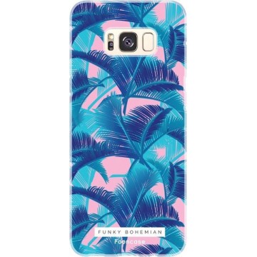 FOONCASE Samsung Galaxy S8 hoesje TPU Soft Case - Back Cover - Funky Bohemian / Blauw Roze Bladeren