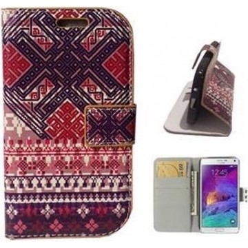 Samsung Note 4 Hoesje Wallet Case Mozaiek Bruin