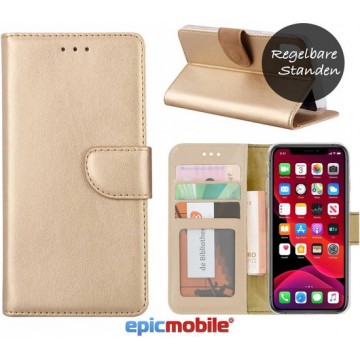 Epicmobile - Samsung Galaxy A10s Bookstyle portemonnee hoesje met pasjeshouder - magneet sluiting - Goud