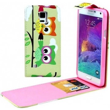 Samsung Galaxy Note 4 - Flip hoes, cover, case - PU leder - TPU - verticaal - Uil