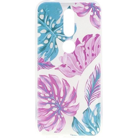 Shop4 - Nokia 4.2 Hoesje - Zachte Back Case Bladeren Gekleurd