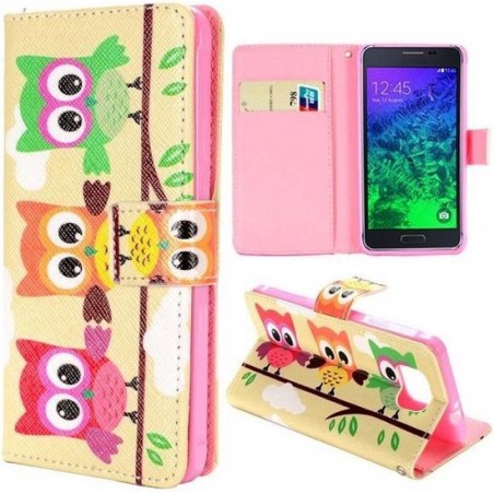 Samsung Galaxy Alpha - Flip hoes cover case - PU leder - TPU - Owl