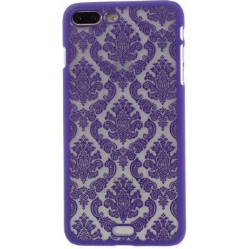 Shop4 - iPhone 8 Plus Hoesje - Harde Back Case Damask Paars