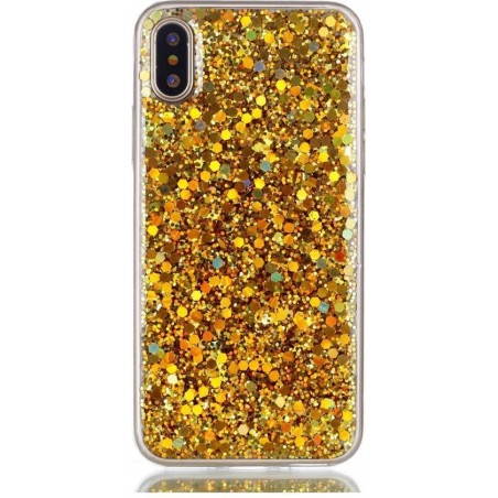 Shop4 - iPhone X Hoesje - Zachte Back Case Flakes Goud