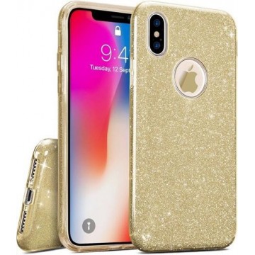 Apple iPhone XS Max Hoesje - Glitter Backcover - Goud