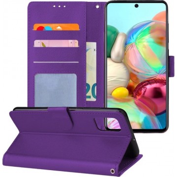Samsung Galaxy A71 Hoesje Book Case Flip Hoes Wallet Cover - Paars