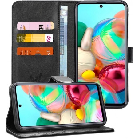 Samsung A71 Hoesje - Samsung Galaxy A71 Hoesje Book Case Leer Wallet - Zwart