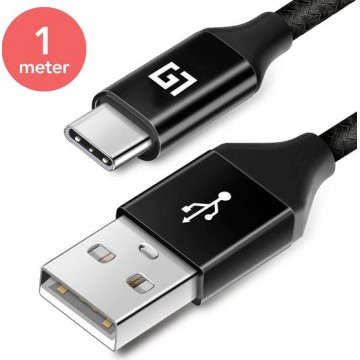 LifeGoods USB-C naar USB-A Data- en Laadkabel - 2.4A Snellader - 1 Meter
