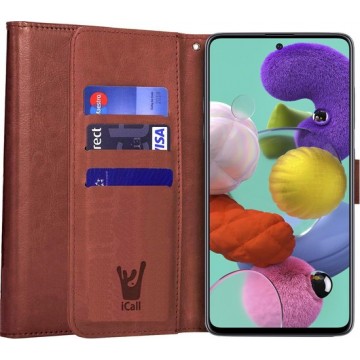 Samsung A51 Hoesje - Samsung Galaxy A51 Hoesje Book Case Leer Wallet - Bruin