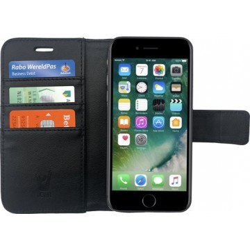 iPhone SE 2020 Hoesje - iPhone 8 Hoesje - iPhone 7 Hoesje - Book Case Leer Wallet - Zwart