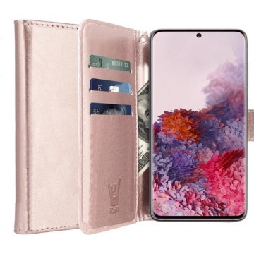 Samsung S20 Hoesje - Samsung Galaxy S20 Hoesje Book Case Leer Wallet - RosÃ©goud