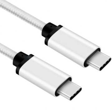 USB C kabel | C naar C | Nylon mantel | Wit | 2 meter | Allteq