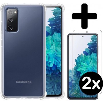 Samsung Galaxy S20 FE Hoesje Shock Proof Case - Samsung S20 FE Hoes Transparant - Met 2x Screenprotector