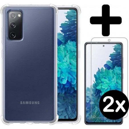 Samsung Galaxy S20 FE Hoesje Shock Proof Case - Samsung S20 FE Hoes Transparant - Met 2x Screenprotector