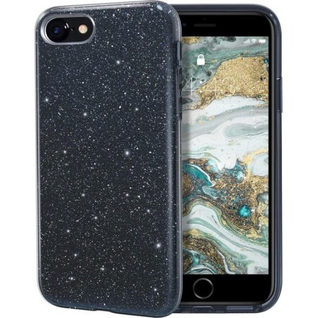 iPhone case Black Glitter voor iPhone 7+/iPhone 8+ - iphone 7 plus hoesje -iphone 8 plus hoesje - beschermhoes
