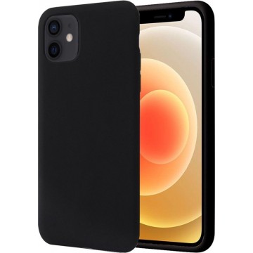 iphone 12 hoesje - iPhone 12 case zwart liquid siliconen - hoesje iphone 12 apple - iphone 12 hoesjes cover hoes