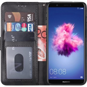 huawei p smart 2018 hoesje bookcase zwart - Huawei p smart 2018 hoesje bookcase zwart wallet case portemonnee book case hoes