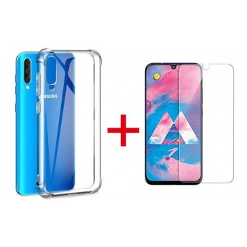 Samsung Galaxy A50 Hoesje - Anti Shock Hybrid Case & Tempered Glass Combi - Transparant