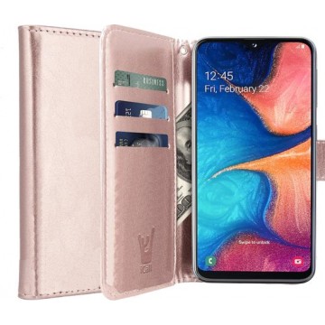 Samsung A20e Hoesje - Samsung Galaxy A20e Hoesje Book Case Leer Wallet Roségoud - Hoesje Samsung A20e