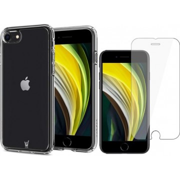 iPhone SE 2020 Hoesje Transparant - Siliconen Case + Screenprotector