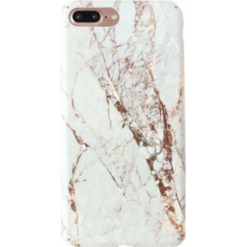 Apple iPhone 7 Plus - iPhone 8 Plus marmer graniet case - wit - goud - brons hoesje - hard back cover