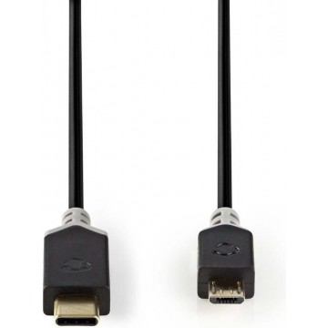 Nedis USB Micro B naar USB-C kabel - USB2.0 - tot 3A / zwart - 1 meter