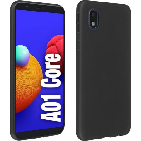 Samsung Galaxy A01 CORE Hoesje - Zwart Siliconen Back Cover - Matte Coating - EPICMOBILE