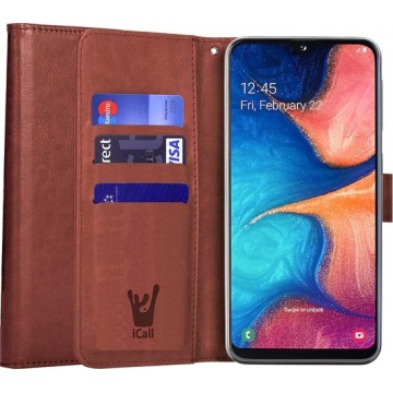 Samsung A20e Hoesje - Samsung Galaxy A20e Hoesje Book Case Leer Wallet Bruin - Hoesje Samsung A20e