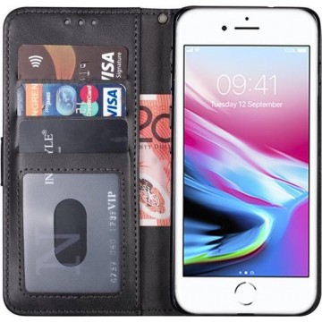 iphone se 2020 hoesje bookcase - Apple iPhone se 2020 hoesje bookcase zwart wallet case portemonnee book case hoes cover