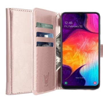 Samsung A50 Hoesje - Samsung Galaxy A50 Hoesje Book Case Leer Wallet Roségoud - Hoesje Samsung A50