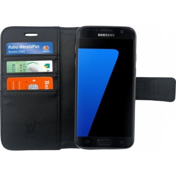 Samsung Galaxy S7 Hoesje - Book Case Leer Wallet Zwart - iCall