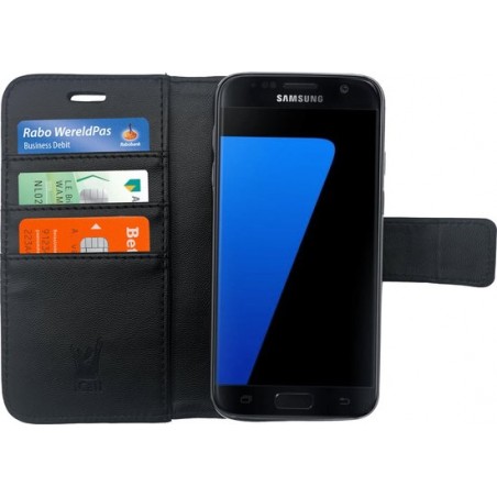 Samsung Galaxy S7 Hoesje - Book Case Leer Wallet Zwart - iCall