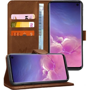 Samsung S10 Hoesje - Samsung Galaxy S10 Hoesje Book Case Leer Wallet Bruin - Hoesje Samsung S10