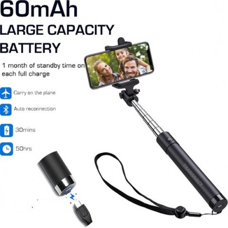 Selfiestick Universeel - Herlaadbaar - Selfiestick iphone/Huawei/Samsung - Bluetooth Smartphone