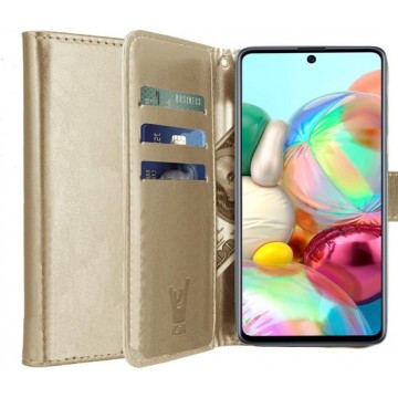 Samsung A71 Hoesje - Samsung Galaxy A71 Hoesje Book Case Leer Wallet - Goud