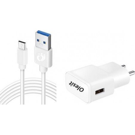 OLESIT 5V 2A 10W 1 poort USB Oplader UNS-1538 Adapter + Type-C 1.5 Meter  Samsung Galaxy Samsung  Galaxy S9/S10 (Plus) S10e