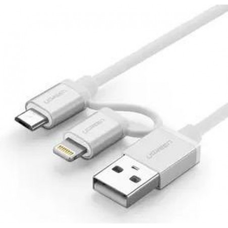 LDNIO LC-84 Lightning kabel en Micro Usb oplaadkabel 2 in 1 geschikt voor o.a Samsung Galaxy A6 A7 J6 2018 J4 J6  Plus