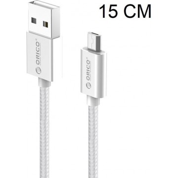 USB-A naar Micro USB laadkabel - 2.4A - 15 cm - Zilver