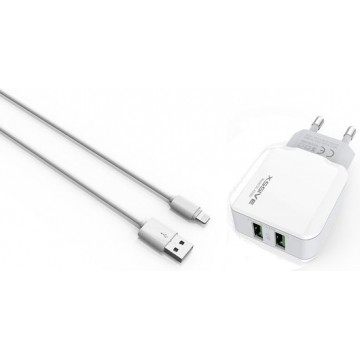 Xssive Duo Dual USB lader voor iPad 4, iPad Air, iPad Air 2, iPad Pro met Lightning Kabel met 2 poorten