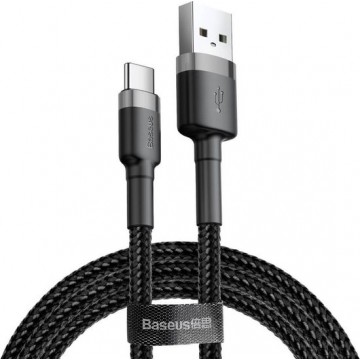 Baseus Geweven Nylon USB naar USB-C Fast Charge Kabel 2M - Grijs